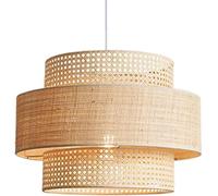 LNNSNE Farmhouse Pendant Light Beige Linen Cage Lamp Shade Coastal Handmade Woven Japanese Style Rattan Ceiling Lamps, Chandelier