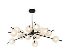 LNNSNE Industrial Rustic Sputnik G9 Pendant Compatible with Farmhouse Hanging Ceiling Light Adjustable Height Black and Gold Finish, Chandelier