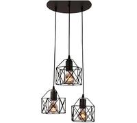LNNSNE Iron Matte Black Single/Three-Lights Adjustable Hanging Fixture, Industrial Antique Pendant Light, Chandelier