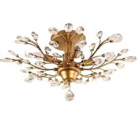 LNNSNE Lamp, Close to Ceiling Crystal Chandeliers Gold Finish 4 Lights Pendant Chandelier