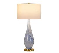 LNNSNE Large Glass Desk Light Luxury Blue Bedside Nightstand Lamp Bedroom Hotel Decorative Table Lamps for Living Room (Color : Dimmer Switch)