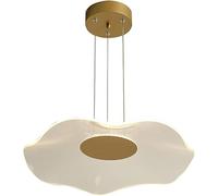 LNNSNE Leaf Pendant Gold Metal Hanging Lamp with Round Acrylic Light Guide Lampshade Suspension Lamps, 6000K Drop Lights, Chandelier