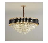 LNNSNE Luxury Crystal K9 Black Metal Compatible with Villa Living Room Bedroom Pendant Lamps Lusters Luminaires, Chandelier