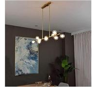 LNNSNE Mid Century Chandeliers Over Table Linear Hanging Pendant Light with Milky White Glass Globe Lampshade, Chandelier