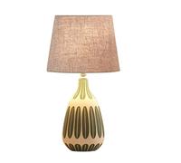LNNSNE Nordic Ceramic Decorative Light Fabric Lampshade Bedside Desk Lamp Bedroom Table Lamps For Living Room Color Green+Beige, Size