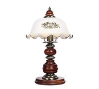 LNNSNE Round Bottom Solid Wood Antique Retro Petal Small Lampshade Bedroom Bedside Reading Desk Lamp Table Lamps For Living Room Color Dark Brown Size : B