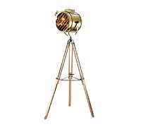 LNNSNE Stainless Steel Floor Lamp with Wooden Tripod Living Room Reading & Working Light