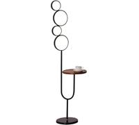 LNNSNE Sturdy Corner U-Shaped Walnut Coffee Table with Marble Base - Floor Lamp for Living Room