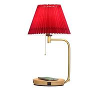 LNNSNE with USB Red Bedroom Bedside Lamp Can Charge Mobile Phones Festive Wedding Table Lamps for Living Room