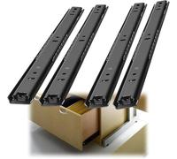 LNNW 4 piezas de correderas for cajones de gabinete, rieles deslizantes telescópicos de 2 secciones, rieles deslizantes de metal negro con cojinetes de bolas Guías Correderas Metálicas(40cm/16Inch)