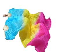 LNNXSZ Abanicos De Seda Abanico de Seda Real for Mujer, abanicos de Danza del Vientre, práctica de Bailarina de Color Degradado, Largo, 1 par(Color 14,120x90cm)