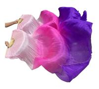 LNNXSZ Abanicos De Seda Abanico de Seda Real for Mujer, abanicos de Danza del Vientre, práctica de Bailarina de Color Degradado, Largo, 1 par(Color 10,120x90cm)