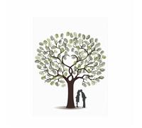 LNNXSZ áRbol De Huellas Dactilares para Bodas Libro De Visitas De Boda, árbol con Huellas Dactilares, Lienzo, Arte De Pared, póster, Regalo, Firma, Recuerdo De Matrimonio for Fiesta(Color01,20x30cm)