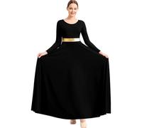 LNNXSZ Maillot Patinaje Vestido de Danza alabanza for Mujer, túnica Larga Iglesia, Ropa lírica(Black,XL)