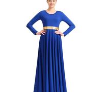 LNNXSZ Maillot Patinaje Vestido de Danza alabanza for Mujer, túnica Larga Iglesia, Ropa lírica(Blue,XL)