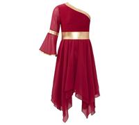 LNNXSZ Maillot Patinaje Vestido de Danza alabanza túnica lírica asimétrica for niños Ropa Baile Rendimiento(6)