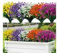 Lnoicy 20 Flores Artificiales Artificiales, Flores de plástico para decoración al Aire Libre, arbustos de Flores Artificiales Resistentes a los Rayos UV, Plantas Artificiales para Interiores y