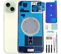 LNONLS 15 Plus - Cristal trasero de repuesto para iPhone 15 Plus, cubierta trasera de vidrio con lente de cámara y resistente al agua + kit de herramientas de reparación profesional (verde)