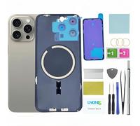 LNONLS 15 Pro MAX Back Glass Replacement for iPhone 15 Pro MAX Rear Back Cover Glass Waterproof and Camera Lens+Professional Repair Tool Kit (Natural Titanium)