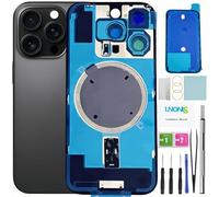 LNONLS 16 Pro - Cristal Trasero de Repuesto para iPhone 16 Pro, Cubierta Trasera de Vidrio Impermeable y Lente de cámara + Kit de Herramientas de reparación Profesional (Titanio Negro)