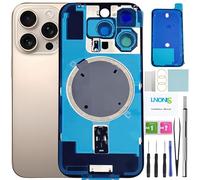 LNONLS 16 Pro - Cristal trasero de repuesto para iPhone 16 Pro, cubierta trasera de vidrio impermeable y lente de cámara + kit de herramientas de reparación profesional (titanio desierto)