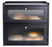 Lnopever Paneras Para Guardar El Pan Caja Grande De Madera Maciza Doble Panera Madera Para Guardar ReposteríA Con Puerta AcríLica MagnéTica Bread Bin (Negro)