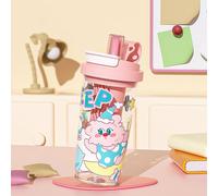 LNOPRPYS 550Ml Cartoon Cup | Lovely Pipet Cup | Summer Water Cup | Office Cup | High Value Hand Cup | Pipet Flower Tea Cup | Double Deck Engrosado Water Cup (LSA102),Rosado