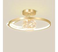 LNOPRPYS B, Moderno Plafón LED Lámpara De Techo Dorado Circulo, 3000K-6000K Regulable con Control Remoto Anillo Lámparas Luz Interior para Dormitorio Sala Balcón Cocina Guardería Ø50CM