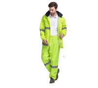 LNQKJXIIA Lightweight Reflective Rain Jacket & Pants Set, High Visibility Safety Wear for Cycling - Men & Women Waterproof Gear chaleco reflectante(Geel,Small)