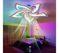 lnrosy Ceiling Fan with Light,Mando a Distancia y App,Lámpara Inteligente RGB con Ventilador,Reversibile y Timer,Moderna Led Lampara Ventilador con 6 Velocidades y Silencioso,Para Dormitorio,Blanco