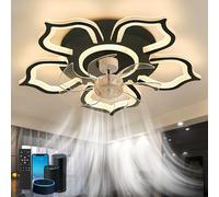 lnrosy Lampara Ventilador Techo Dormitorio,Compatible Con Alexa Google Home Ventilador De Techo Con Luz Inteligente,Motor Dc Regulable Reversible De 6 Velocidades