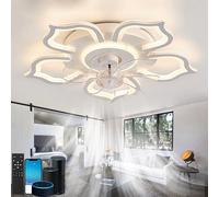 lnrosy Lampara Ventilador Techo Dormitorio,Compatible Con Alexa Google Home Ventilador De Techo Con Luz Inteligente,Motor Dc Regulable Reversible De 6 Velocidades