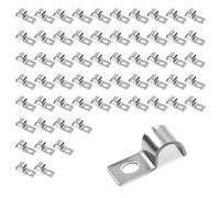 LNSYSNS 60 Piezas Grapas Cable Pared, M8 U Abrazadera para Tubos, Plata Abrazaderas Pared, Acero Inoxidable 304 U-Abrazaderas de Tubo de Acero, para Hogar, Jardín, Granja y Balcón