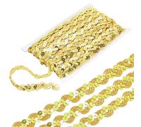 LNSYSNS Cinta Banda Tira Lentejuela, Tira de Lentejuelas de Poliéster Onda en Forma de S, 30 m x 15 mm Cinta de Lentejuelas, Oro Rollos de Cinta Decorativa, para Ropa, Sombreros, Cortinas