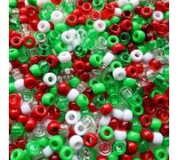 Lnvision 1000 perlas Pony 6 x 9 mm barril Pony Beads rojo, blanco y verde para hacer joyas DIY Navidad
