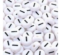 Lnvision Cuentas con letras I 300 unidades de 4 x 7 mm vocal blanco para fabricación de joyas, pulseras DIY, collares, llaveros, pulseras