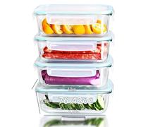 LNWSN Recipientes de Vidrio con Tapa, Juego de 4, Tarros de Vidrio Extra Grandes de 2260 ml con Tapa para que los Chefs almacenen Frutas y Verduras en la Cocina, Azul