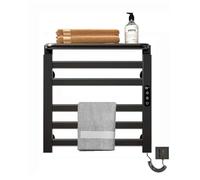 LNXGJJ Toallero Eléctrico Pequeña 100W, Calientatoallas Eléctric 50 * 50cm Secador de Toallas Radiador con Control Táctil LCD, Temporizador, Termostato, Estante Plegable, Bajo Consumo, Negro