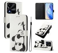 Lnxlanxx Funda Compatible para Honor X5C 4G / X5C Plus PU Piel Cuero Tapa Case Cover Flip Silicona Bumper Libro Soporte Dibujos Billetera Magnetica Antigolpes Carcasa (Panda)