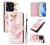 Lnxlanxx Funda Compatible para Honor X5C 4G / X5C Plus PU Piel Cuero Tapa Case Cover Flip Silicona Bumper Libro Soporte Dibujos Billetera Magnetica Antigolpes Carcasa (Flamenco)