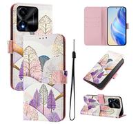 Lnxlanxx Funda Compatible para Honor X5C 4G / X5C Plus PU Piel Cuero Tapa Case Cover Flip Silicona Bumper Libro Soporte Dibujos Billetera Magnetica Antigolpes Carcasa (árbol)