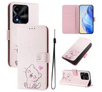 Lnxlanxx Funda Compatible para Honor X5C 4G / X5C Plus PU Piel Cuero Tapa Case Cover Flip Silicona Bumper Libro Soporte Dibujos Billetera Magnetica Antigolpes Carcasa (Gato)