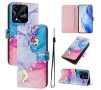 Lnxlanxx Funda Compatible para Honor X5C 4G / X5C Plus PU Piel Cuero Tapa Case Cover Flip Silicona Bumper Libro Soporte Dibujos Billetera Magnetica Antigolpes Carcasa (mármol)