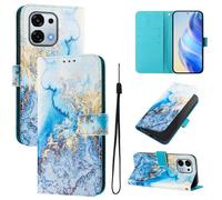 Lnxlanxx Funda Compatible para OPPO A6 Pro 5G/4G PU Piel Cuero Tapa Case Cover Flip Silicona Bumper Libro Soporte Dibujos Billetera Magnetica Antigolpes Carcasa (mármol Azul)