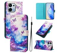 Lnxlanxx Funda Compatible para OPPO A6 Pro 5G/4G PU Piel Cuero Tapa Case Cover Flip Silicona Bumper Libro Soporte Dibujos Billetera Magnetica Antigolpes Carcasa (Mariposa)