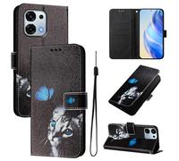 Lnxlanxx Funda Compatible para OPPO A6 Pro 5G/4G PU Piel Cuero Tapa Case Cover Flip Silicona Bumper Libro Soporte Dibujos Billetera Magnetica Antigolpes Carcasa (Gato 1)