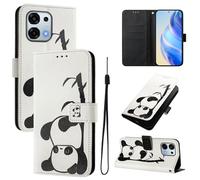 Lnxlanxx Funda Compatible para OPPO A6 Pro 5G/4G PU Piel Cuero Tapa Case Cover Flip Silicona Bumper Libro Soporte Dibujos Billetera Magnetica Antigolpes Carcasa (Panda)