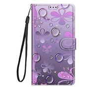 Lnxlanxx Funda Compatible para Oukitel C61 / C61 Pro PU Piel Cuero Flip Silicona Bumper Libro Tapa Case Cover Dibujos Billetera Magnetica Antigolpes Carcasa (Morado)