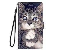 Lnxlanxx Funda Compatible para Oukitel C61 / C61 Pro PU Piel Cuero Flip Silicona Bumper Libro Tapa Case Cover Dibujos Billetera Magnetica Antigolpes Carcasa (Gato)