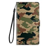 Lnxlanxx Funda Compatible para Oukitel C61 / C61 Pro PU Piel Cuero Flip Silicona Bumper Libro Tapa Case Cover Dibujos Billetera Magnetica Antigolpes Carcasa (Camuflaje)